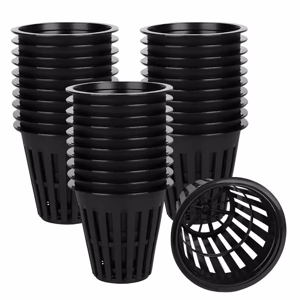 50/100 Uds. Tazas de red de malla ranuradas para jardín de 2 pulgadas, tazas de red redondas, macetas para hidroponía, cestas de red ranuradas para jardín: Rojo