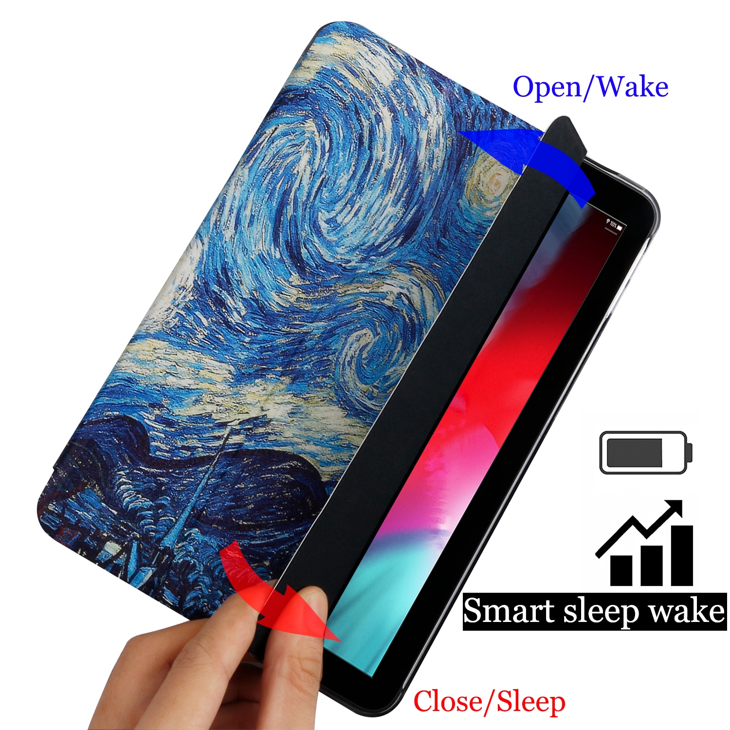 Nettbrett flip-deksel for huawei mediapad  t5 10.1 " maleri smart wake sleep fundas stativ cover capa kort for ags 2-w09/w19/l03/l09