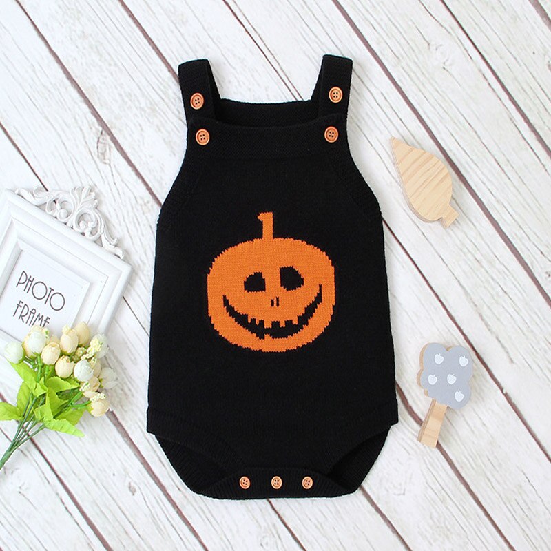 Halloween vestito zucca modello di Maglia corpo E Tutine per il bambino Nuovo bon del bambino Delle Ragazze dei ragazzi di Inverno più caldo Senza Maniche Tute E Tute Da Palestra