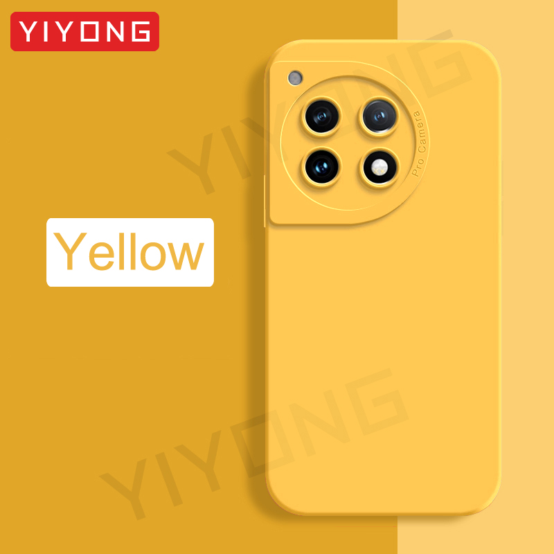 For OnePlus12 Case YIYONG Square Liquid Silicone Soft Cover For OnePlus 12 13 12R 13R One Plus 11 11R OnePlus12R OnePlus13 Cases: Denim / Yellow