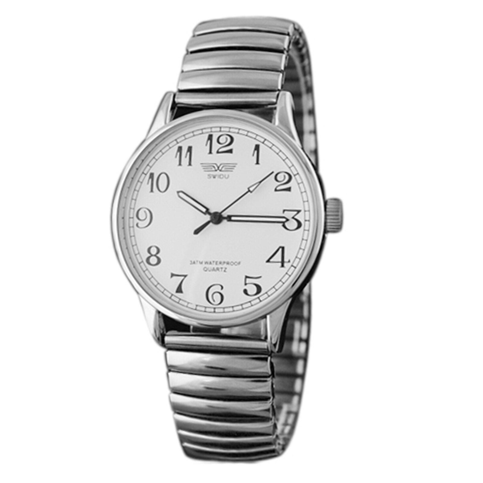 Reloj de pulsera analógico de cuarzo para hombre o mujer, cronógrafo de aleación elástica, de , 1 ud.: 1pc White Men
