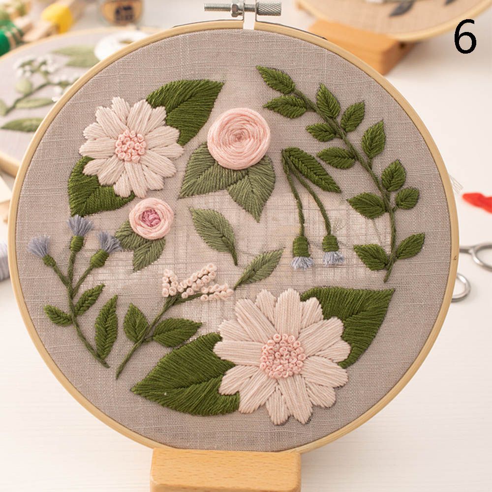 Bastidor Para punzón, herramientas de costura, ornamento, Kits de manualidades de costura, hilo de aguja, aro de bordado, Kits de bordado DIY: 6