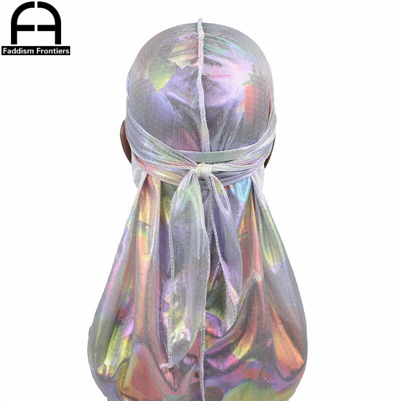 Chapéu de turbante de seda durags ondas gorro de seda durag acessórios para o cabelo longo laço bandana do du rag: WHITE