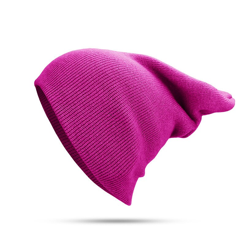 Gorro de esquí liso con puños para hombre y mujer, gorro de esquí liso cálido para invierno, gorro de punto elástico suave con Calavera, Unisex: rose red