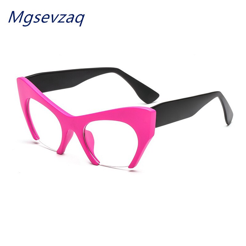 Trendy kvindelige briller halv stel cat eye personlighed klassisk all-match transparent brille stel: C10