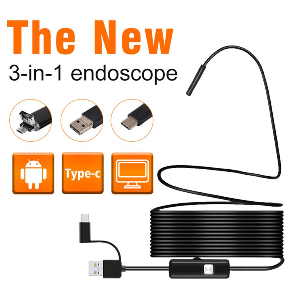 3-In-1 Usb Endoscoop 1M Endoscoop Voor Android Smartphones/Pc Waterdichte Usb Opladen Endoscoop Haak & Magneet