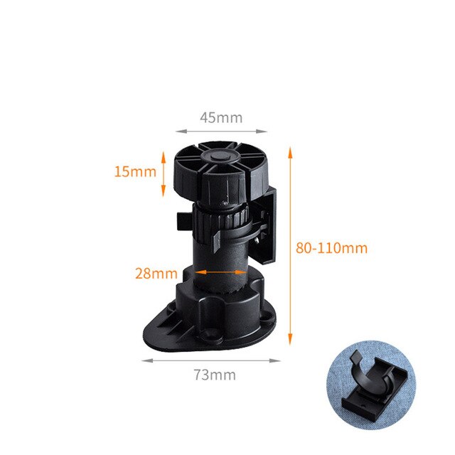 4 Pcs Adjustable Kitchen Cabinet Plinth Feet Furniture Plinth Legs 4 Clips Adjustable Furniture Feet PVC Coffee Cone Chair Feet: 8cm