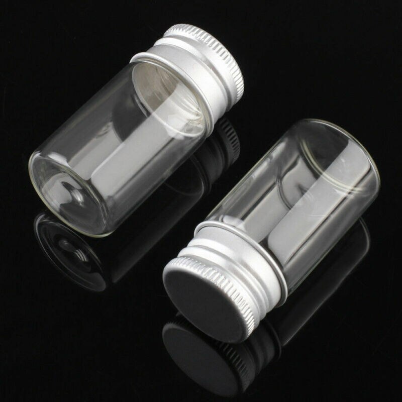 10 pcs 15ml 27x53mm Small Clear Glass Bottle Vial Pendant With Aluminum Lid