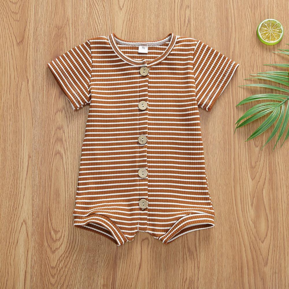 Børn piger tøj sommer strip bodysuit newborn baby romper kort overalls newborn tøj onsie ropa bebe: Brun / 6-9m 90