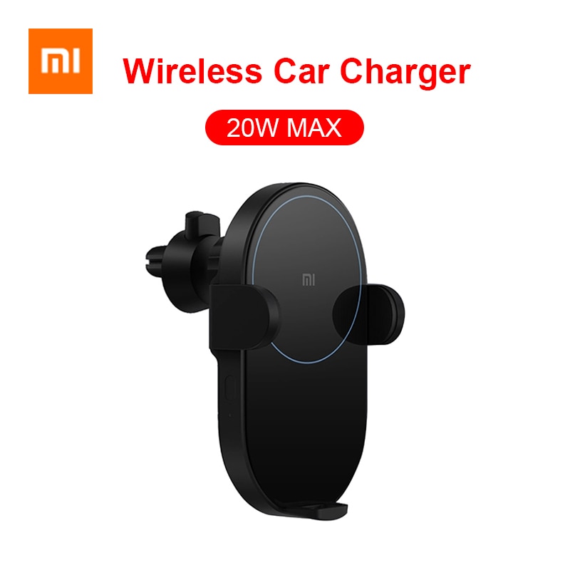 Xiaomi mijia carregador de carro wireless, carregador 20w max qi, pitada elétrica, 2.5d, anel de vidro, iluminado para mi 9 mix 2s iphone x xs max