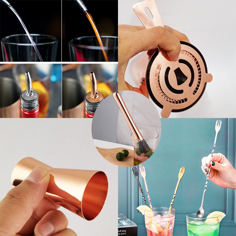 Black Rose Rvs Cocktail Shaker Boston Shakers Mixer Wijn 550Ml 800/600Ml Barman Kit Bar Gereedschap