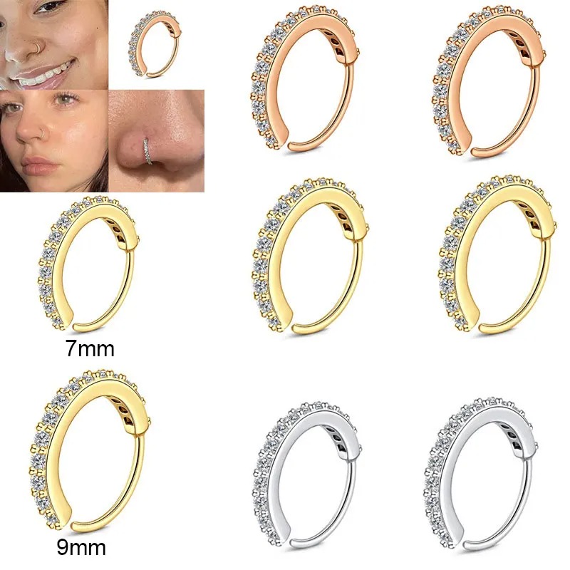 1 pieza 20G Zercon tabique nariz anillos aros para mujeres, pequeño Piercing nariz anillo cartílago Tragus hélice pendiente joyería Piercing