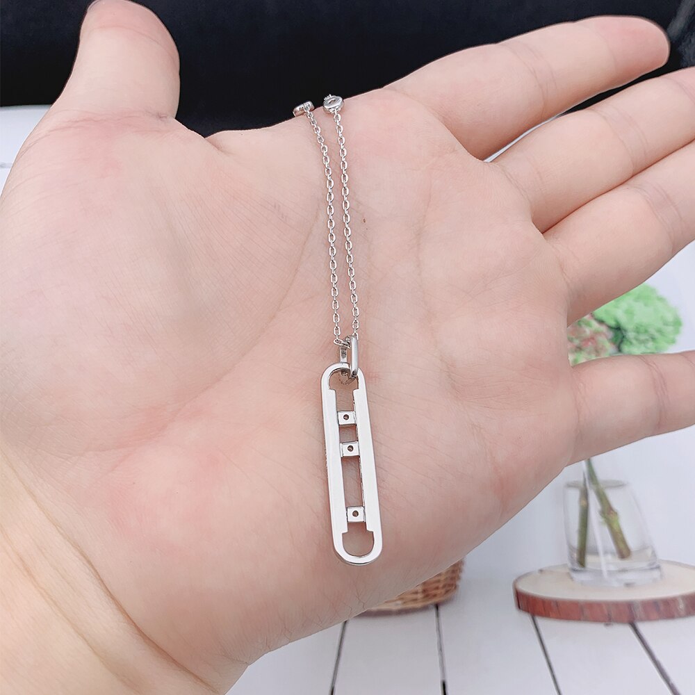 100% 925 Sterling Zilveren Ketting Voor Vrouwen Trui Keten Romantische Hanger Ketting Luxe Fijne Drie Bewegen Steen Sieraden