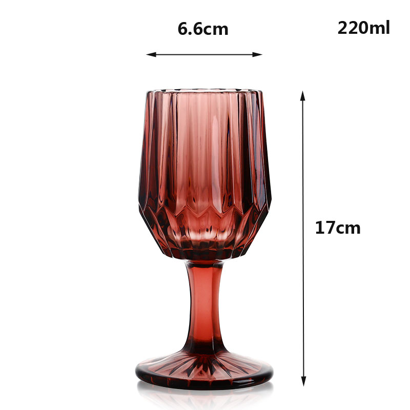 Retro loodvrij Kristal glas Cups Kleurrijke glas Whisky Glas Hoge Capaciteit Bier Glas Wijn Beker Bar Hotel Party drinken ware: Wine red 220ml