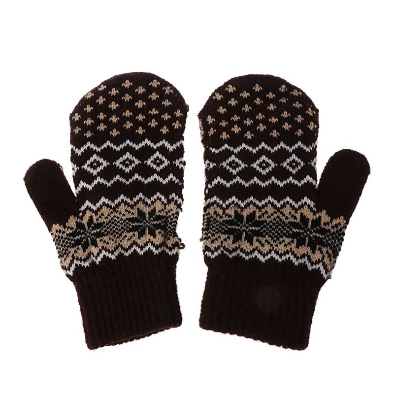 Winter Warm Knitted Gloves Christmas Jacquard Mittens Women Snowflake Gloves