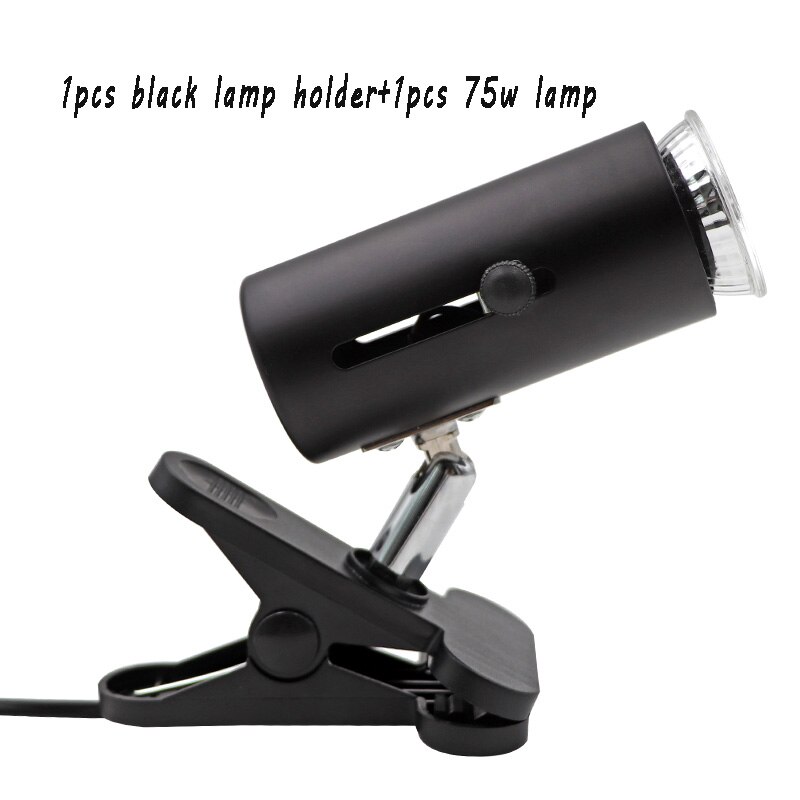 UVA Reptil Lampe Bausatz mit Clip-auf Keramik Licht Halfter Schildkröte Aalen UV Heizung Lampe einstellen Schildkrözehn Eidechse Beleuchtung 220V: Schwarz und 75W Lampe