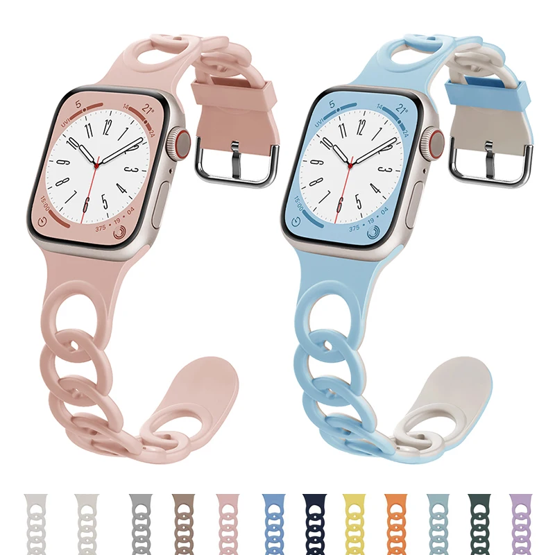 Pasek do Apple Watch Band Ultra 49mm 44mm 40mm 45 Mm 41mm 38mm 42mm Sportowa silikonowa bransoletka z pętlą IWatch Series 8 7 6 3