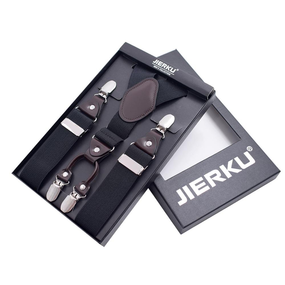 Windj heren bretels effen kleur 4 clip-on bretels elastisch 3.5cm: F01