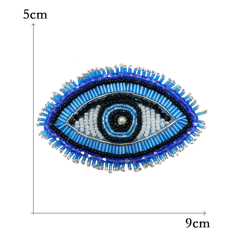 Steentjes Kraal Oog Rode Harten Patches Voor Kleding Geborduurde Applicaties Naai Menselijke Organen Bloem Diamant Badges Stickers: Blauw