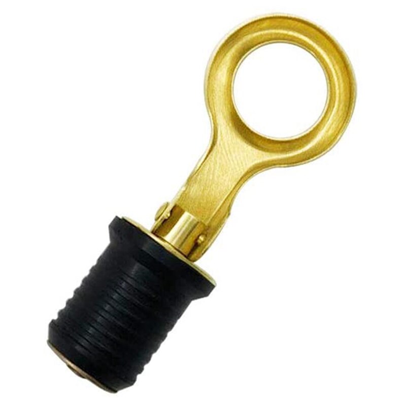 Boat Drain Plug 1-1/4-Inch Brass Rubber Brass Snap Tight Flip Style Hull for Livewell Boat Drain Plug Boat Bilge Transom