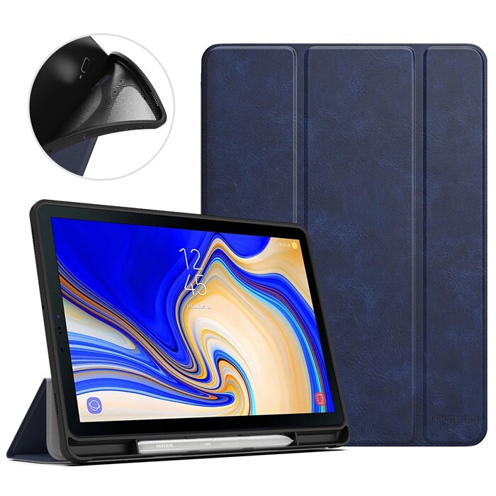 Moko-hoesje voor samsung galaxy tab  s4 10.5 met s-penhouder, zachte tpu ultraslanke drievoudige smart stand-hoes met automatische wake/sleep