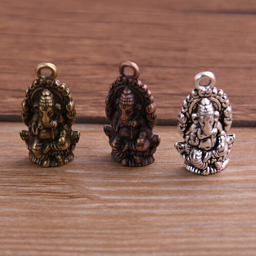 10PCS 14*27mm Elephant Buddha Pendant Three Color DIY Retro Jewelry Bracelet Necklace Charms Pendant: three color