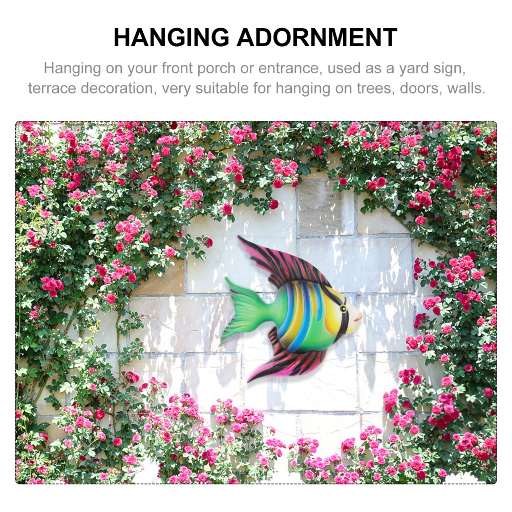 Fish Wall Ornament Wrought Iron Metal Wall Hanging Wall Art Decor Adornment