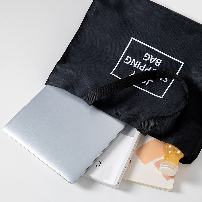 Saco dobrável preto do comprador do Eco, sacola portátil do armazenamento do mantimento, grande capacidade, bolsas de compras impermeáveis do ombro, supermercado