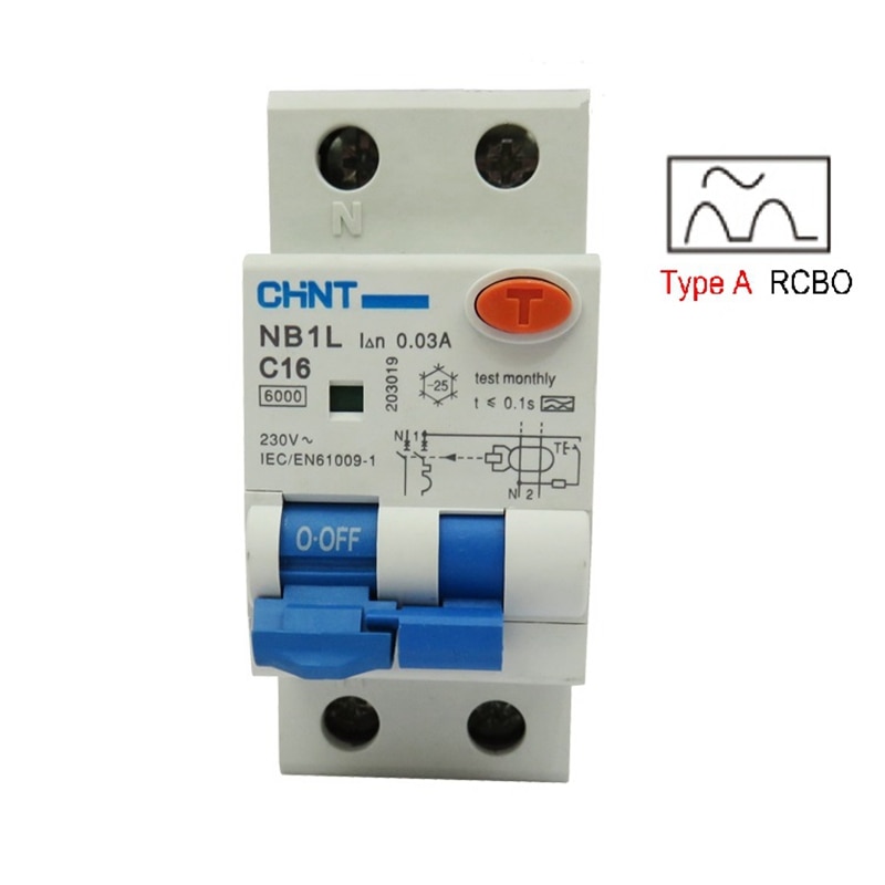 CHINT NB1L RCBO Type A 16A 6kA 30MA Residual Current Operated Circuit Breaker with Over-current Protection Magnetic