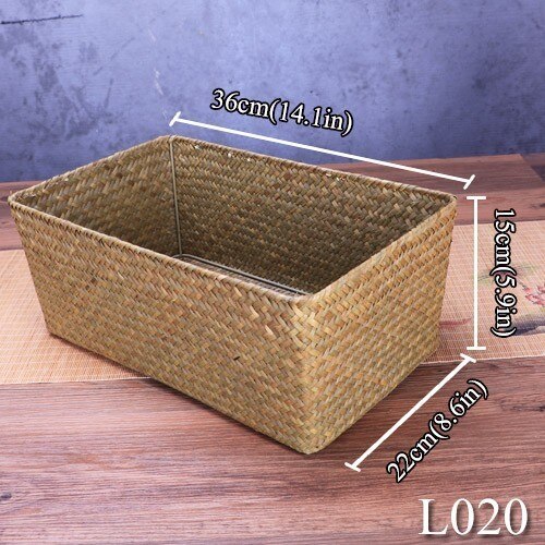 Cesta grande tejida Natural de mimbre de paja para mesa de hogar, toallas de pan de fruta, juego de contenedores de cesta mimbre almacenamiento de cocina pequeños: 36cmL020