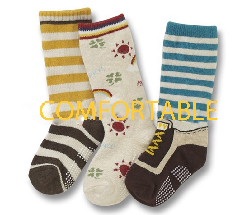 3pairs=a lot cotton Baby socks boy girl kids floor casual sock anti-slip good elastic for 1-3years children