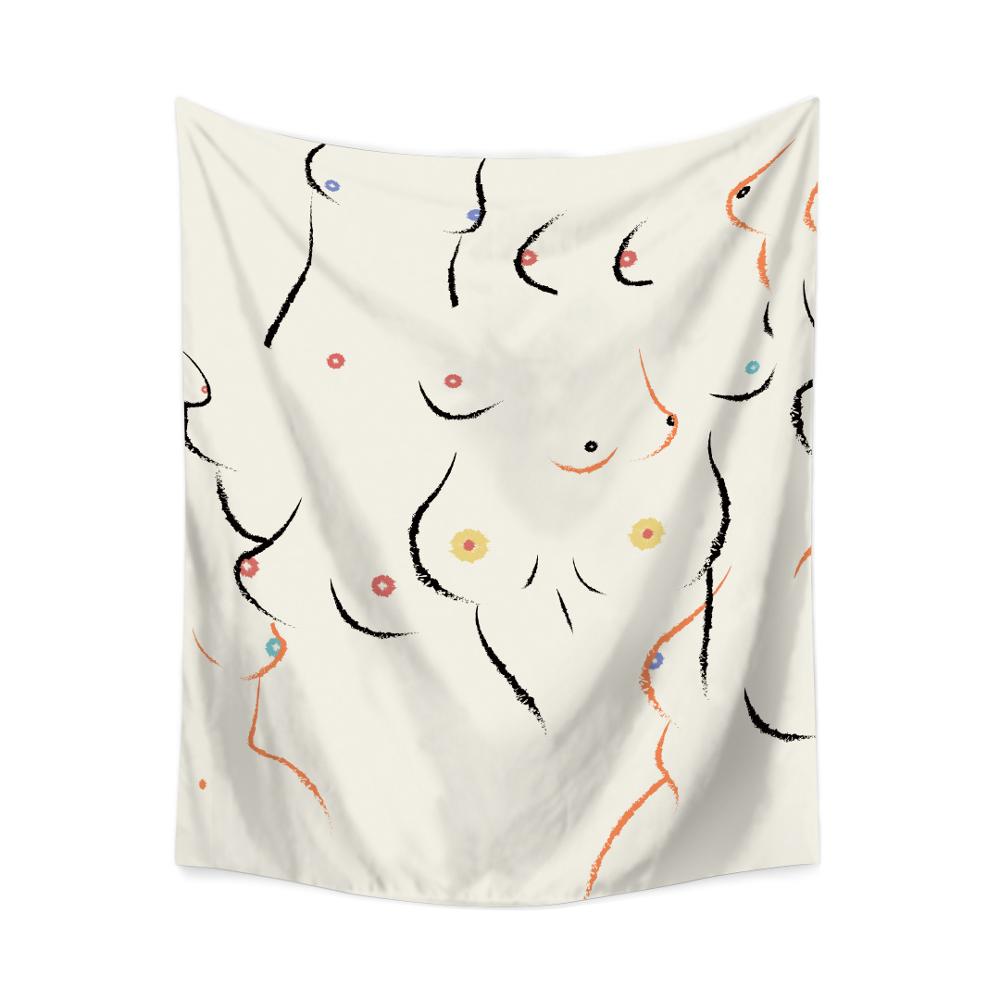 Psykedelisk gobelin blomst kvinder vægophæng print polyester stof strandmåtte boheme dekoration indretning hippie gobeliner