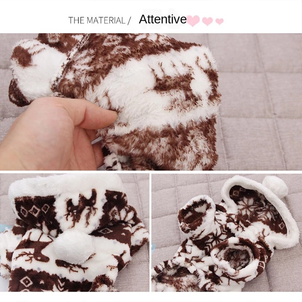 Cão de estimação inverno quente algodão imprimir roupas para filhote de cachorro macacão com capuz casaco vestuário manter quente portátil roupas para cães suprimentos para animais de estimação