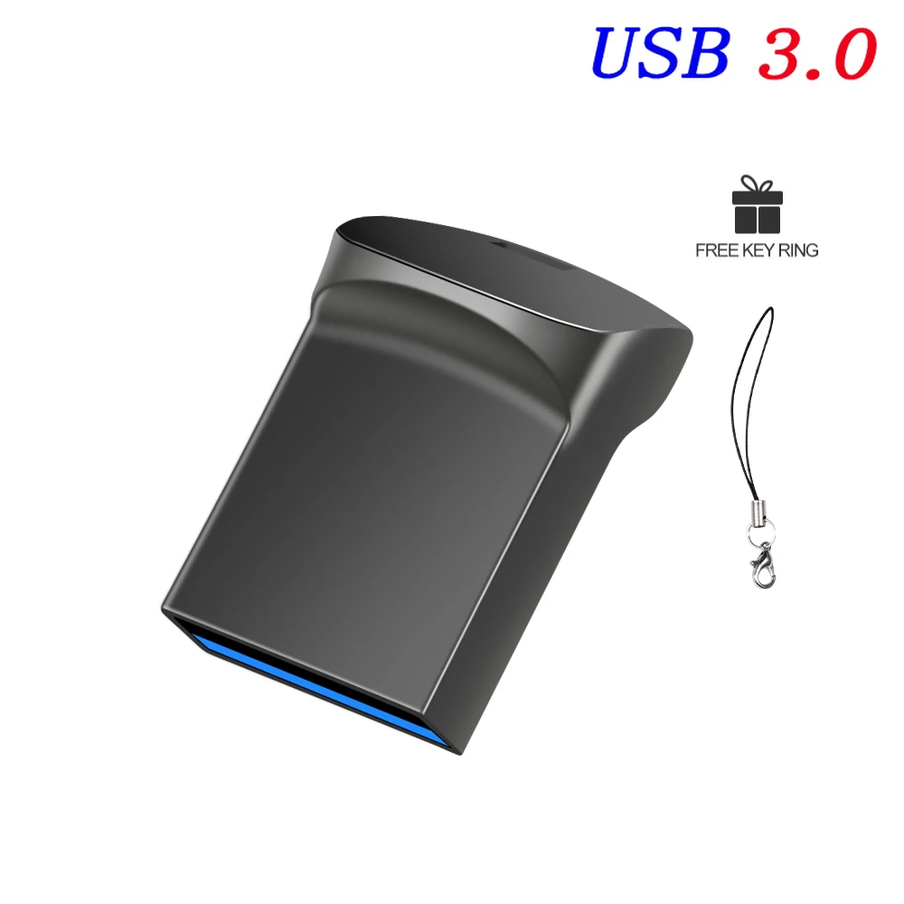 Super Mini Hoge Snelheid USB 3.0 Flash Drive Metaal 64GB 32GB Ф Eurovш! Magyar Uch Flash Stick Kleine U Disk Gratis sleutelhanger Relatiegeschenken: Black / 64GB