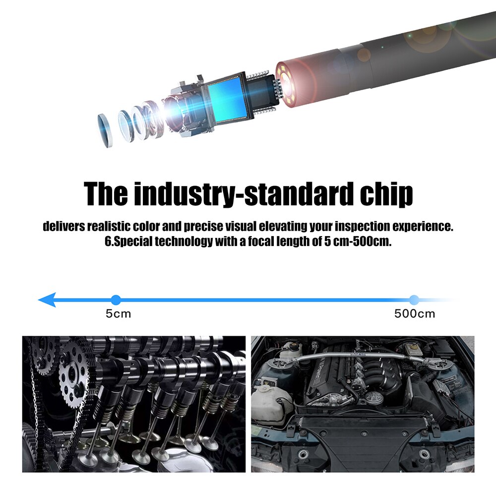 Industriale Endoscopio WiFi Periscopio Macchina Fotografica di Controllo Ad alta definizione 1080P 8 millimetri di Diametro della Lente costruito-in 8pz portato IP67 Impermeabile