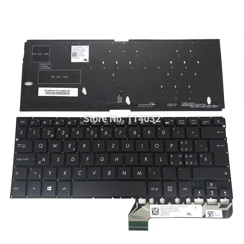 Vervanging Toetsenborden UX430 Backlight Toetsenbord Voor Asus Zenbook UX430UQ Uar Ne Noorwegen Sw Zwitserse Zwart Laptops Kb Nsk Wblbu Schroeven: UX430UQ SW