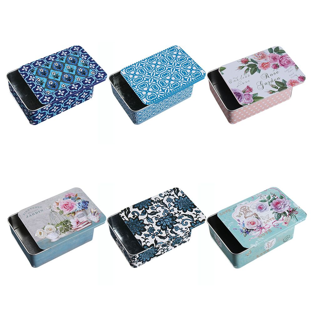 Metal Rectangular Empty Mini Iron Box Portable Containers Small Storage Push-Pull Organizer Candy Pill Cases Cosmetic Tin Boxes