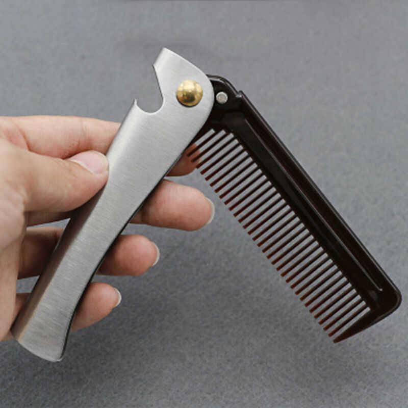 Bottle opener Round Folding Teeth Travel Beard Stainless Steel Comb