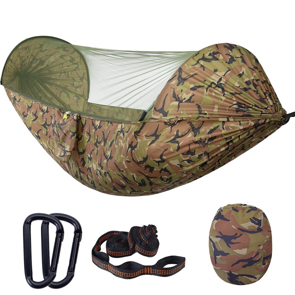 Camping hængekøje med myggenet pop-up lys bærbar udendørs faldskærm hængekøjer svinge sovende hængekøje camping ting  od009