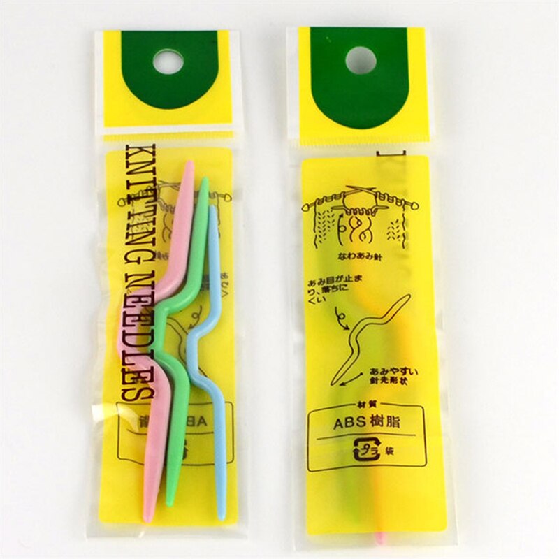3 Size Plastic Crochet Hook Knitting Needles Sweater Muffler Weaving tools Crooked Twist Curved needle Craft DIY Tool MXZ13