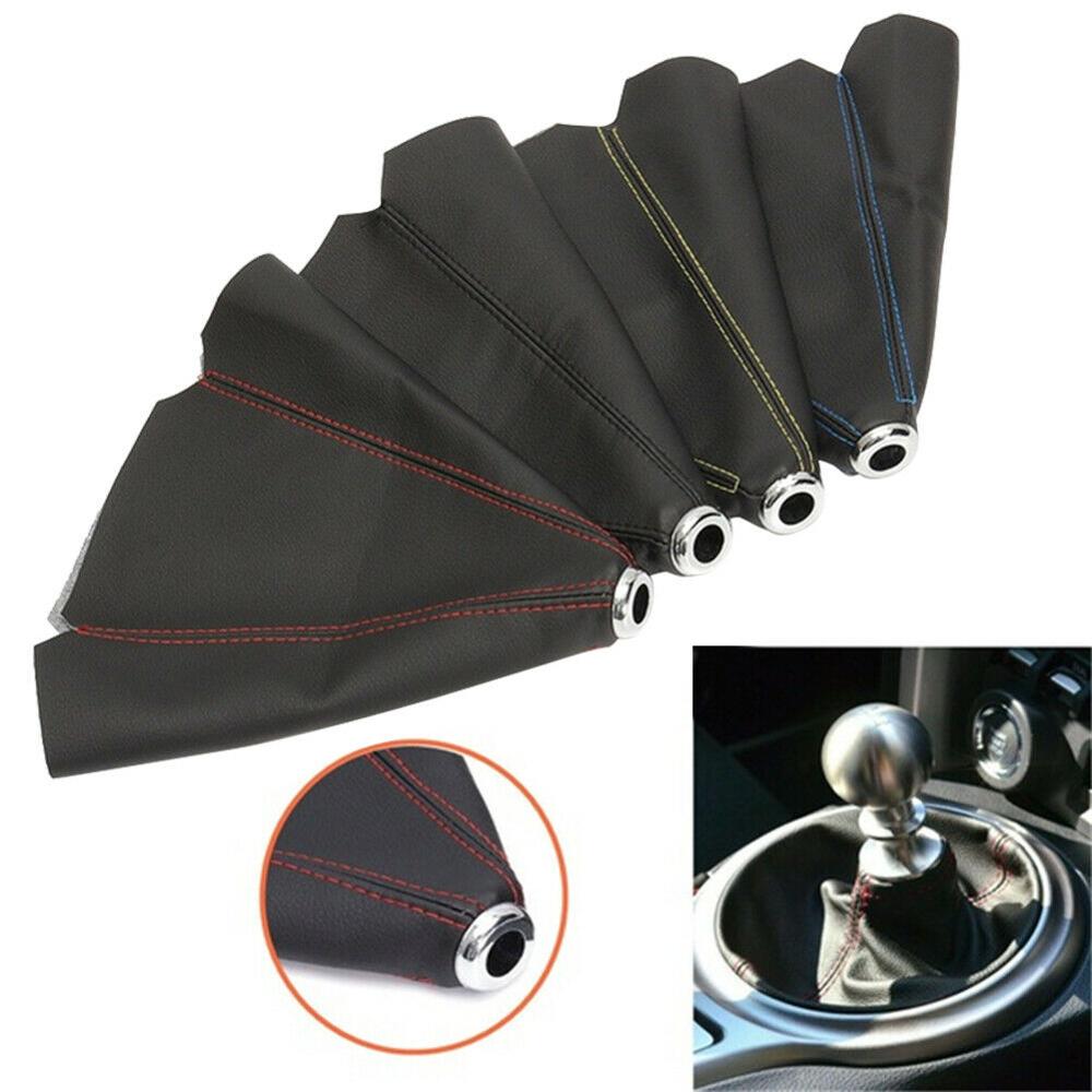 16mm Universal PU Leather Car Gear Shift Collars Carbon Fiber Auto Car Manual Stick Shifter Knob Gear Shift Boot Cover Gaiter