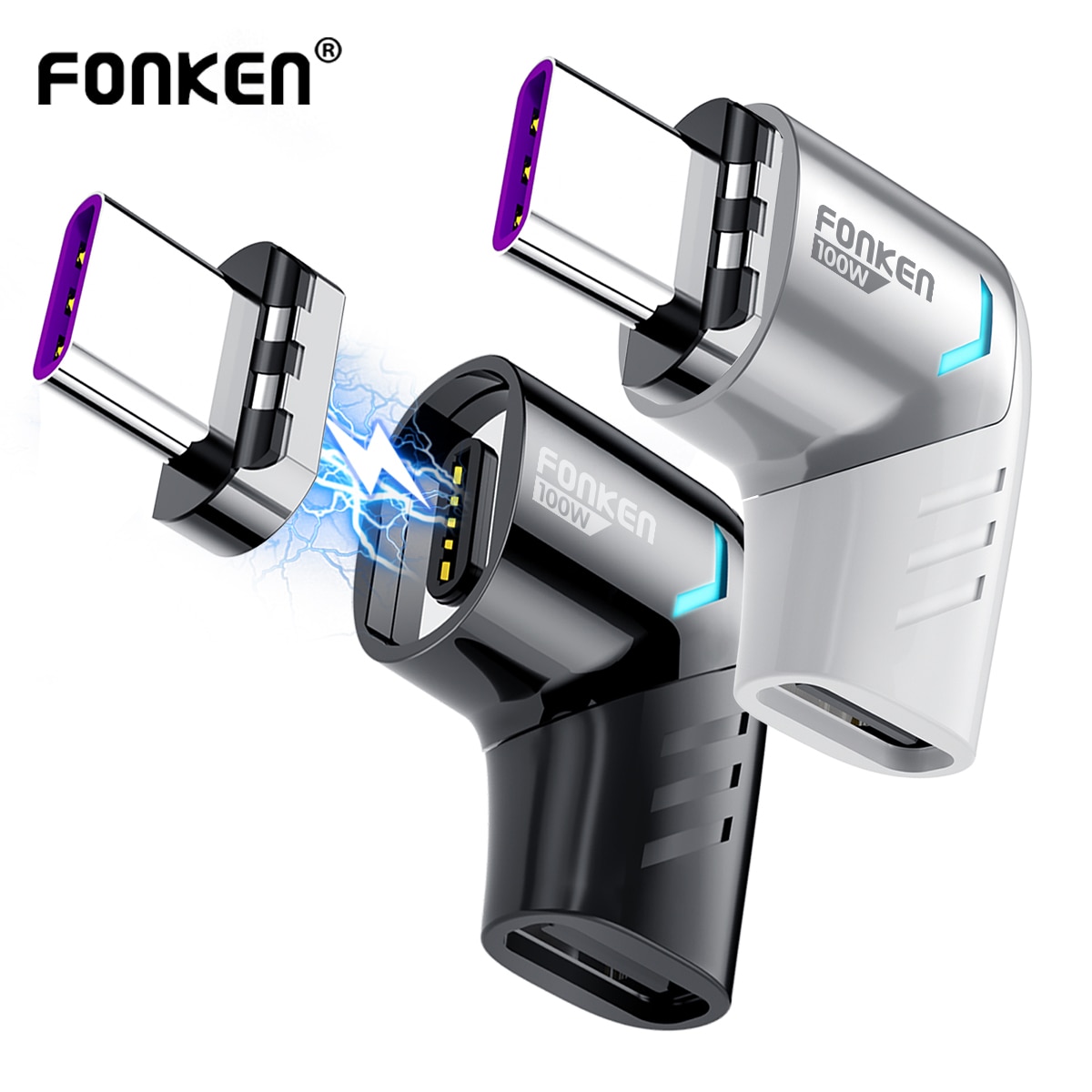 Fonken Magnetische Kabel Adapter 100W USB Typ C Kabel Konverter für Ipad Pro Macbook Magnet Adapter Kabel stecker Gebogen