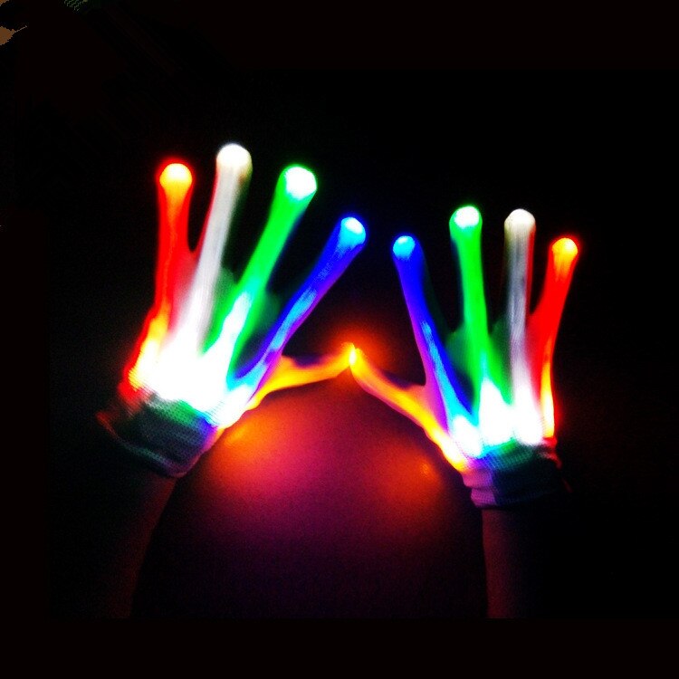 Gants de squelette d&#39;halloween unisexe colorés, 1 paire de gants LED Rave Light Light Finger Lighting clignotant