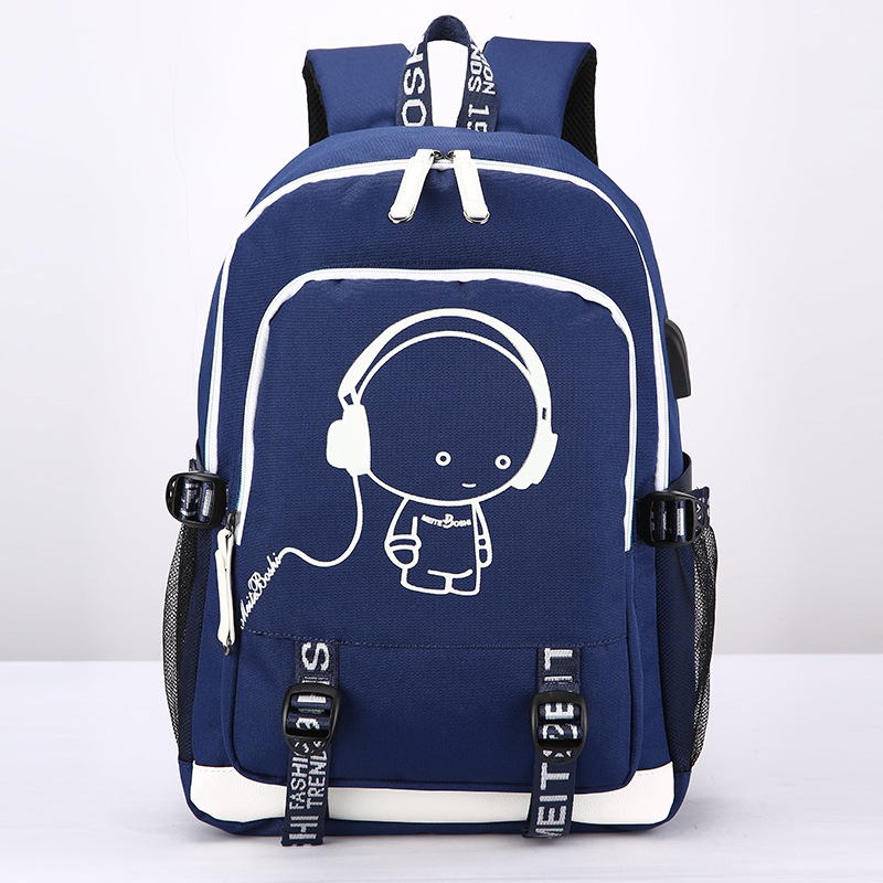USB cartables pour filles adolescents sac à dos femmes Bookbags grande capacité moyen collège adolescent cartable: Blue Cartoon