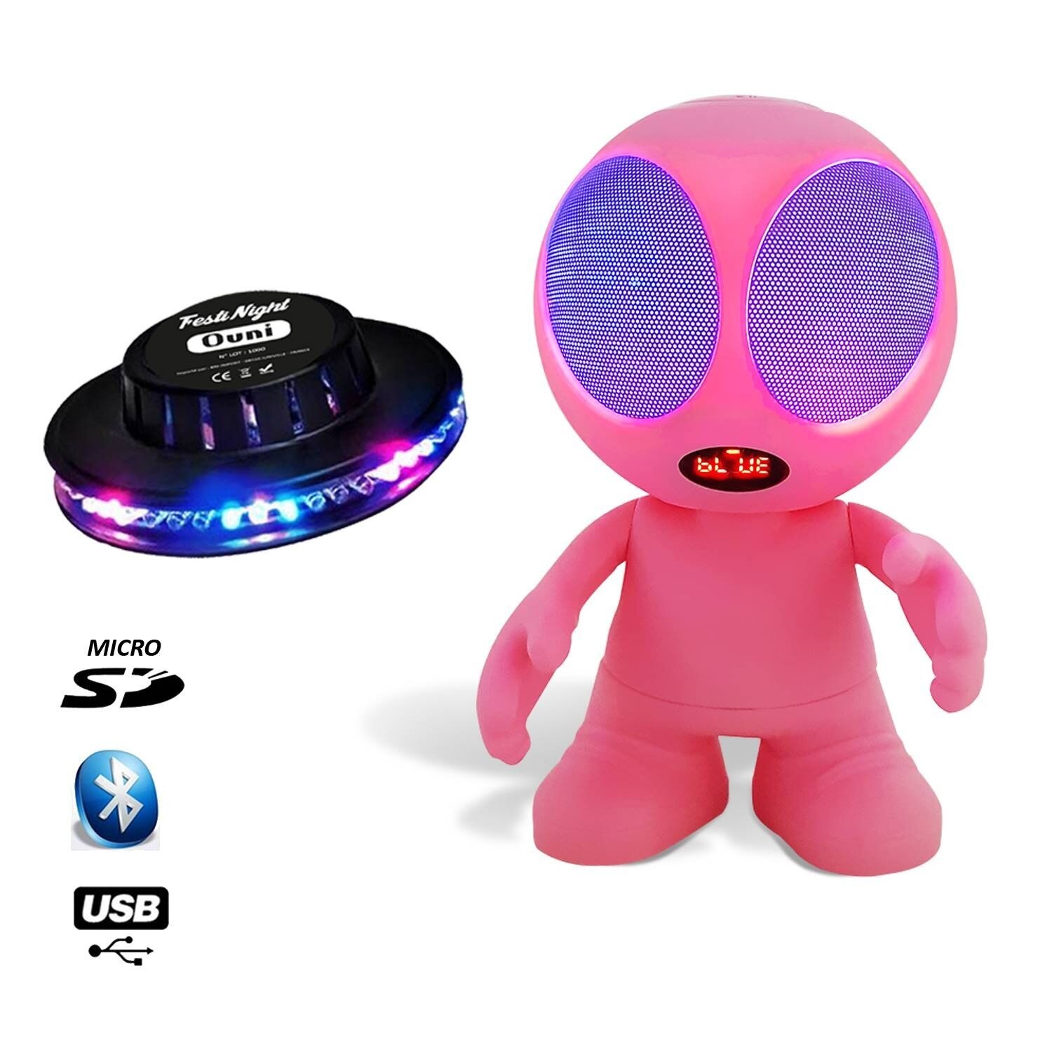 Zwangere Nomad Hi-Fi Mobiele Standalone Op Batterij Computer Pc Extra-Terrestrial Ltc Wiki Bluetooth Roze + Effect Ufo Led