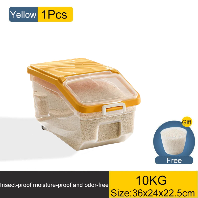 10KG Kitchen Rice Storage Box Insect Proof and Moisture Proof Dispenser Flour Cereal Bucket Kitchen Food Storage Container: Light Grey