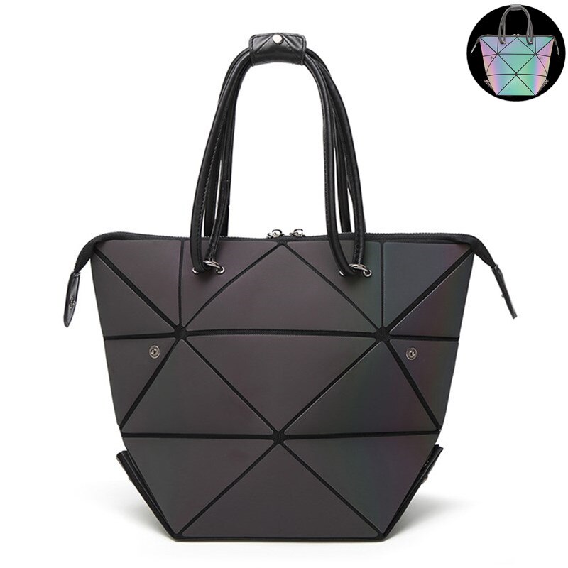 MAGICYZ Frauen Handtasche Leucht Geometrische Falten tasche Luxus Frauen Handtasche Diamant Gitter Frau Shoudler Taschen: leuchtend Schwarz