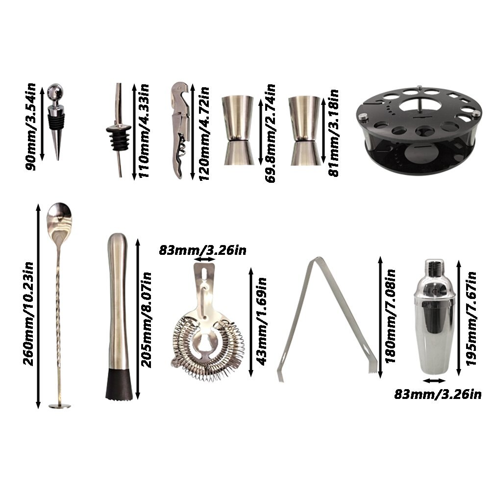 20 Pcs/set Stainless Steel Cocktail Shaker Mixer Drink Bartender Browser Kit Bars Set Tools With Acrylic Base Rack Storage Stand