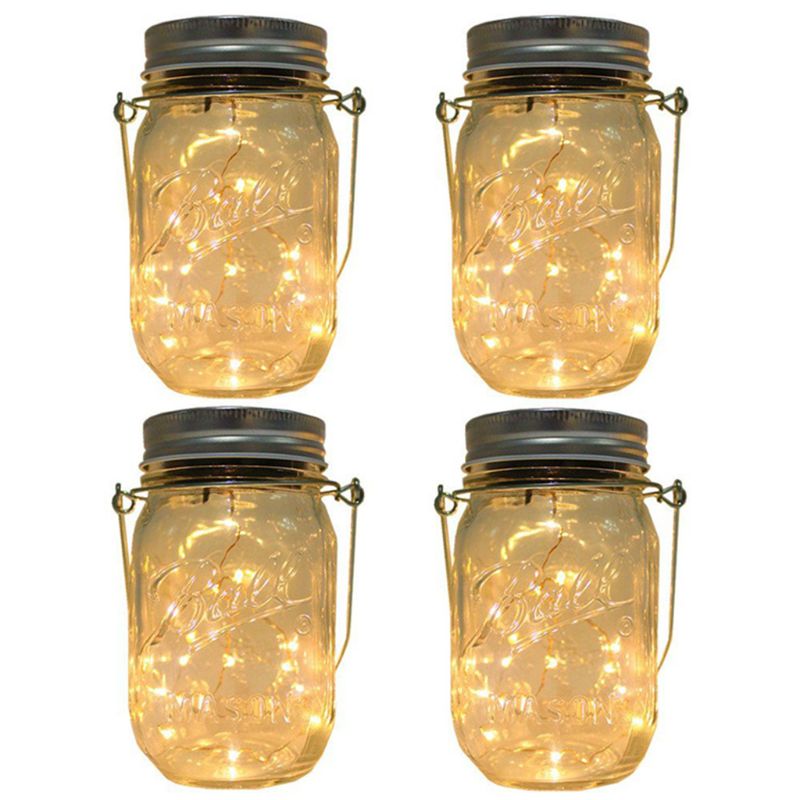 20 ledet solar fairy xmas light lamp mason jar 2m varme hvite lys hengende lanterne utendørs terrasse hage dekor
