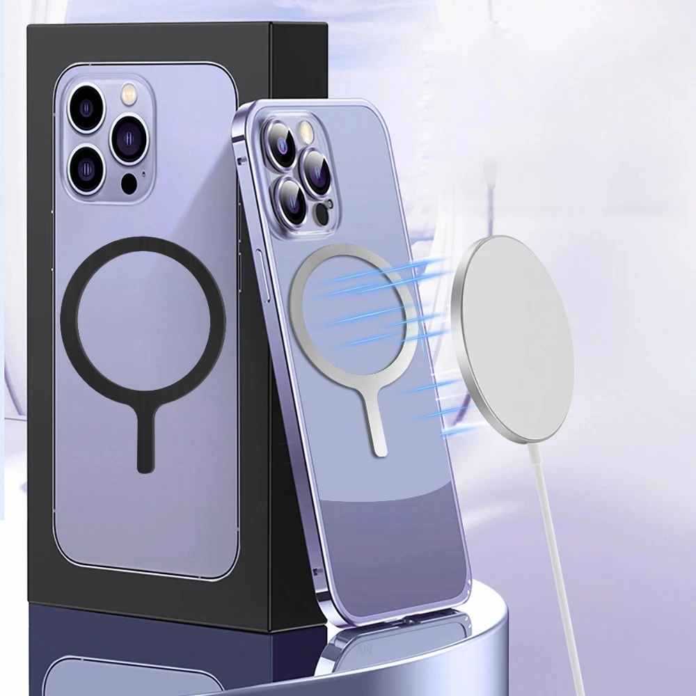 Anneau adaptateur magnétique autocollant magnétique universel, adapté à Magsafe IPhone, chargement sans fil, anneau rond en plaque métallique pour téléphone portable